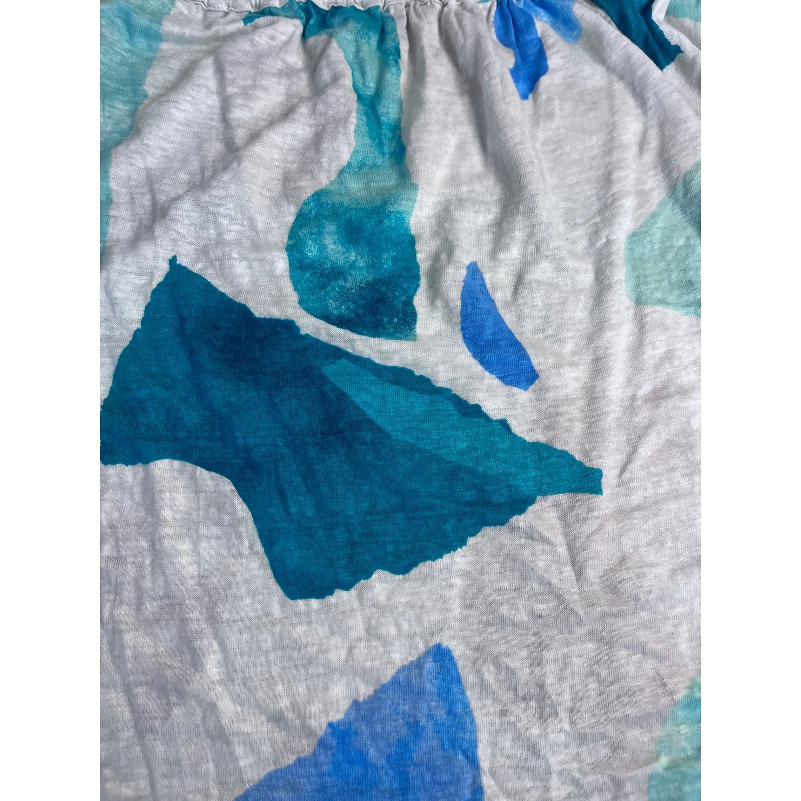 Chicos Off Shoulder Top Abstract Print Linen Blend Women 2 US L