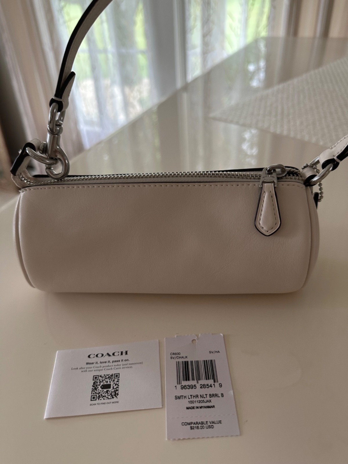 COACH NOLITA BARREL BAG SMOOTH CHALK LEATHER CR530