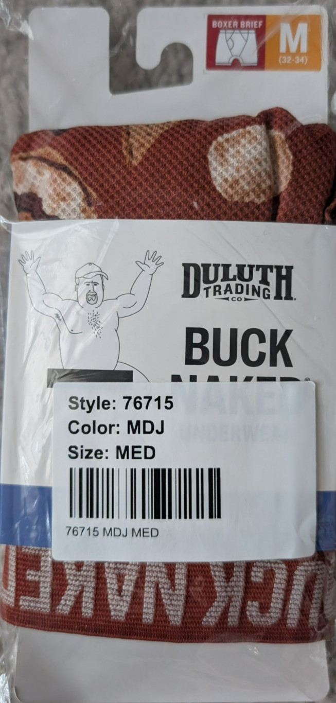 Duluth Trading Buck Naked Boxer Briefs Men’s Size M (32-34) Brown w/ Smores