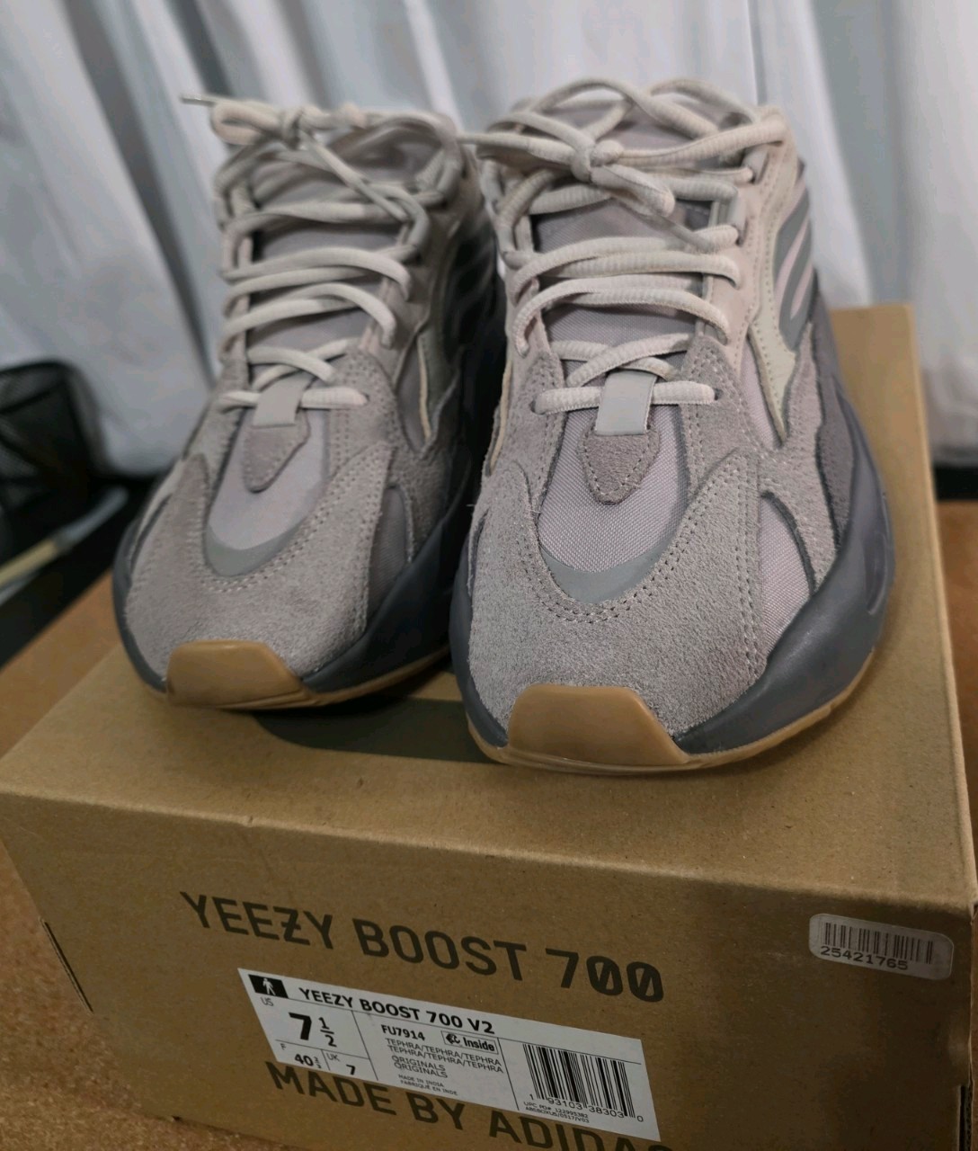 Adidas Yeezy Boost 700 V2 7.5 Tephra Gray Suede Low Top Sneakers FU7914