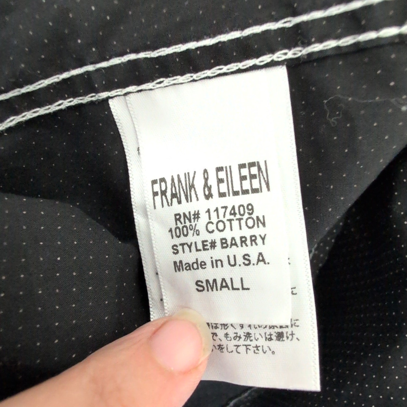 Frank & Eileen Womens Barry Button Down Shirt Black Polka Dot Small 100% Cotton