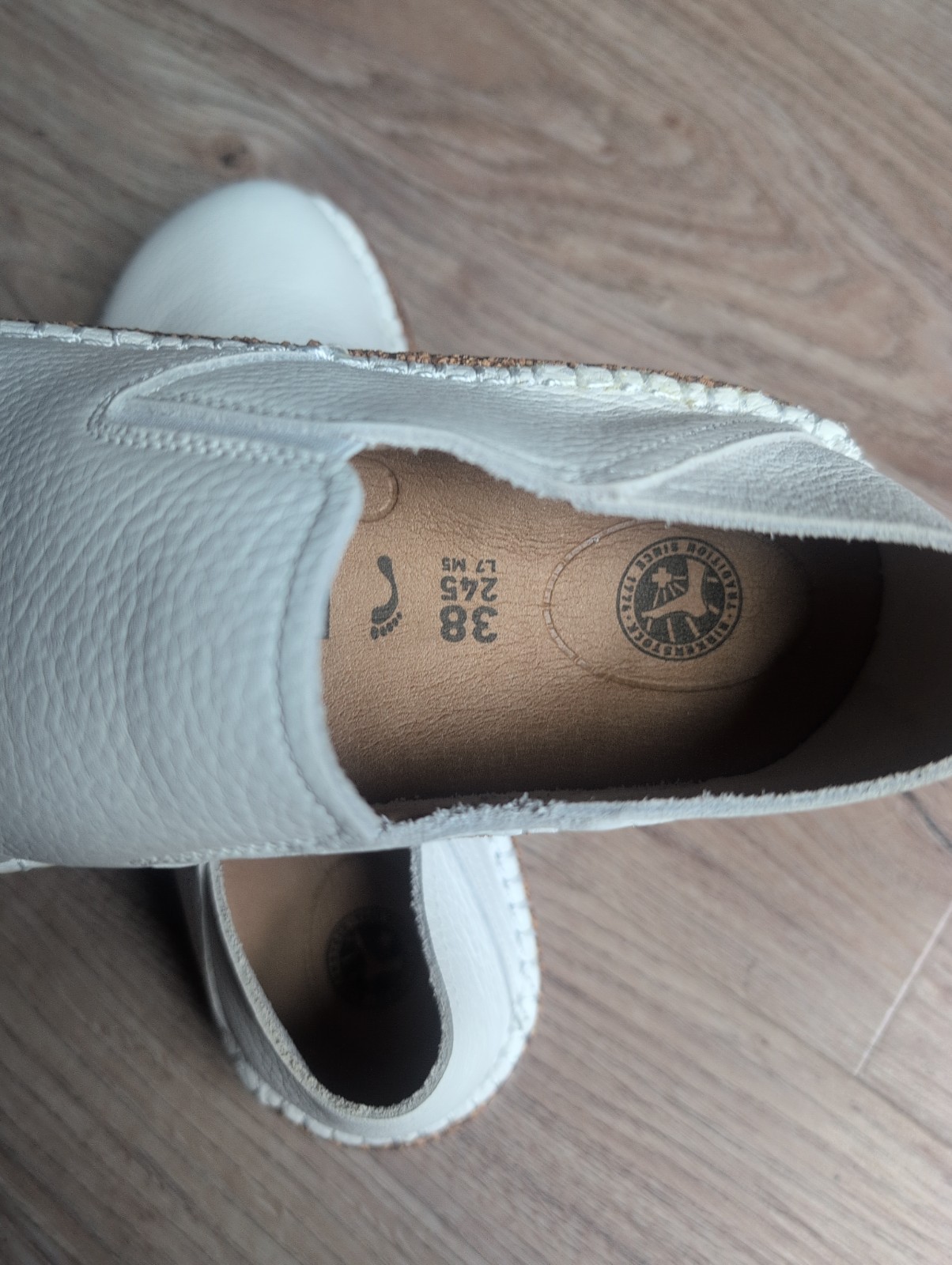 Birkenstock Callan Slip On Convertible Leather Shoes Womens 7-7.5 Eu 38 White