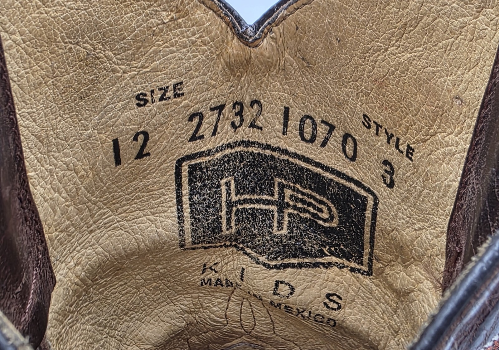 Horse Power HPK1070 Kids Cowboy Boots Sz 12 Brown Nile Print Square Toe Leather