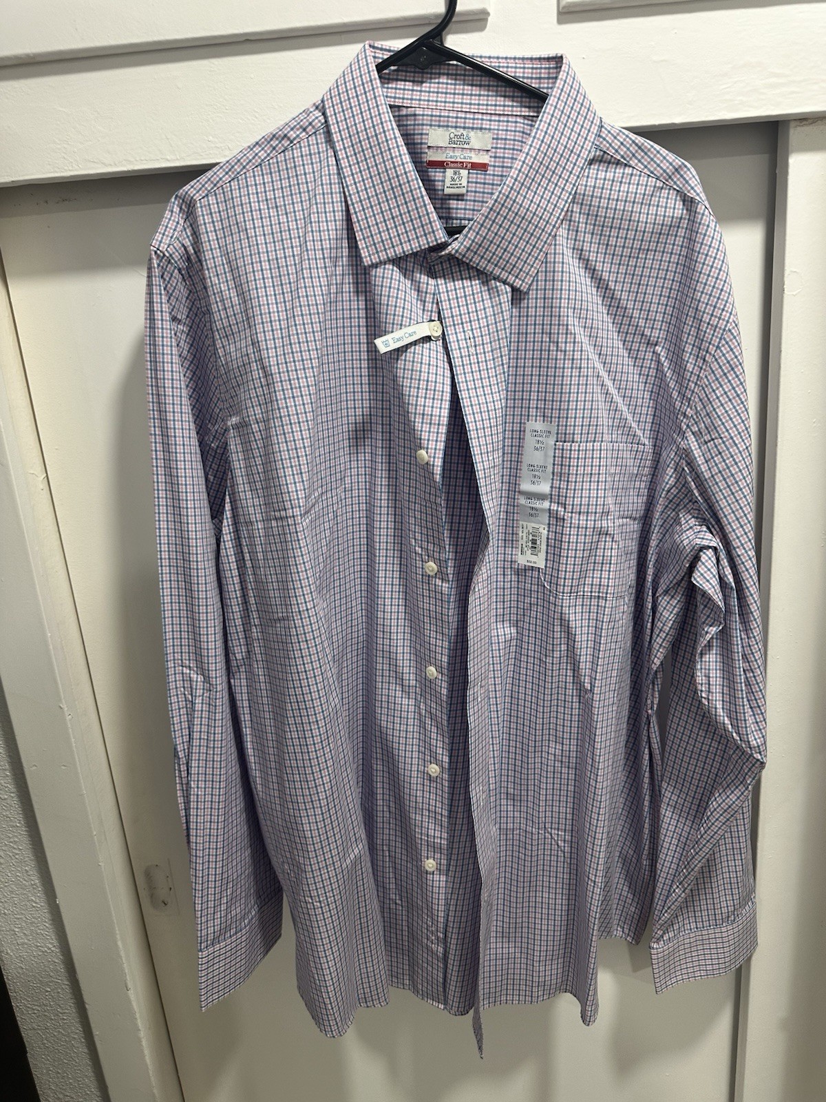 Croft & Barrow Easy Care Dress Shirt Men’s 18 1/2 36/37 Classic Fit NWT Plaid