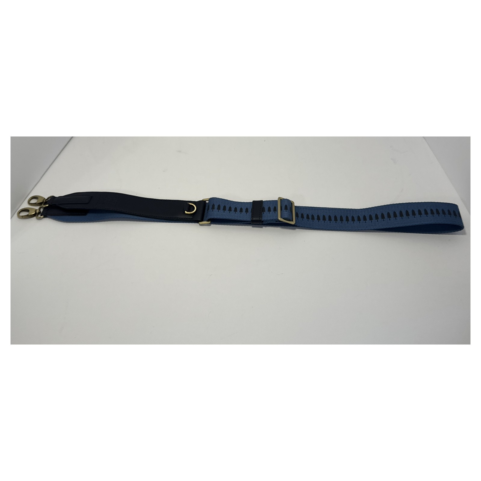 Portland Leather Goods Blue Black Adjustable Shoulder Strap Brass Clips