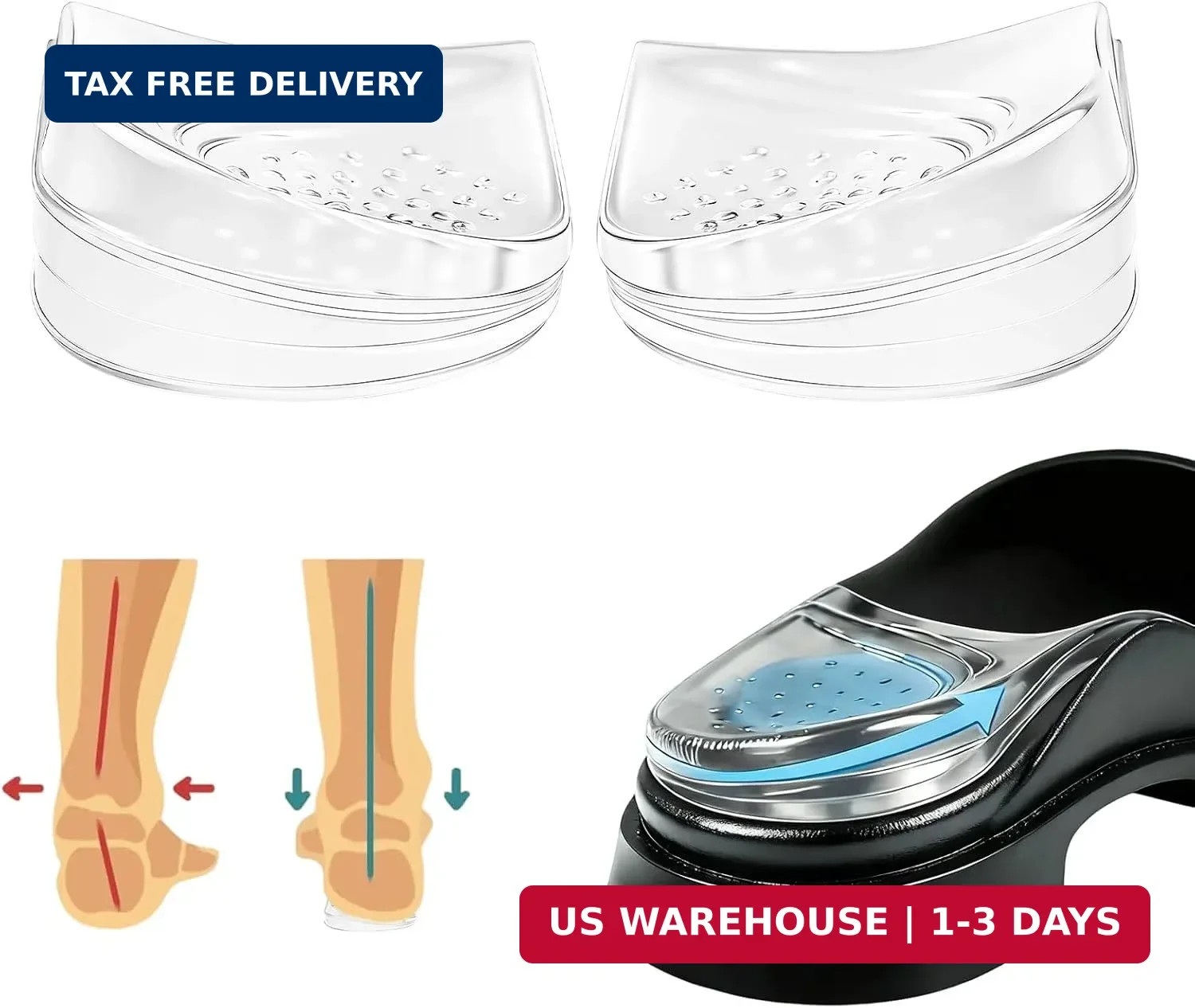 6PCS Adjustable Heel Wedge Inserts for Supination & Overpronation Insoles Correc