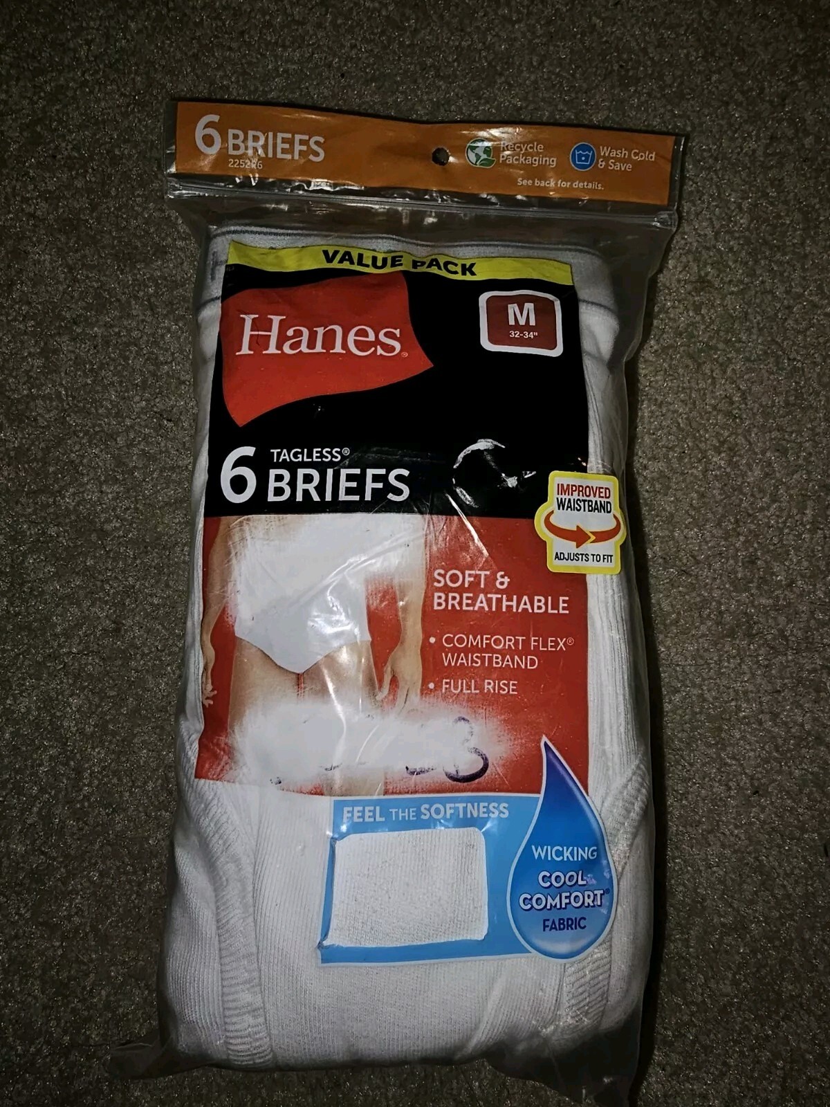 Hanes Mens TAGLESS No Ride Up Briefs 6-Pack New Medium