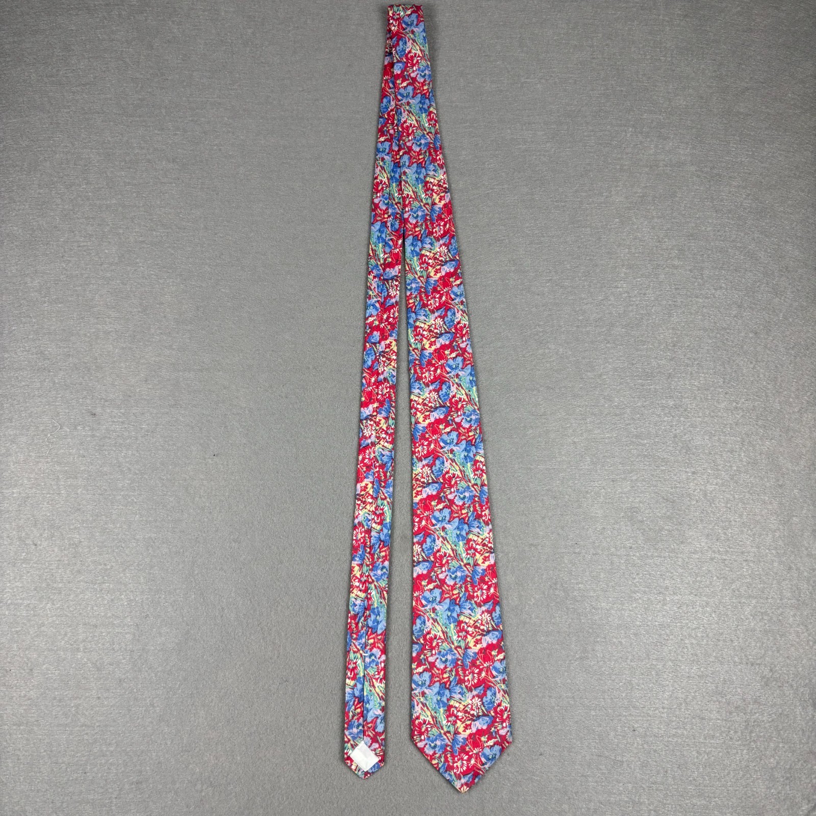 Altea Blue Red Chain Link Geometric Silk Tie Made Italy Woven Designer 3.25″