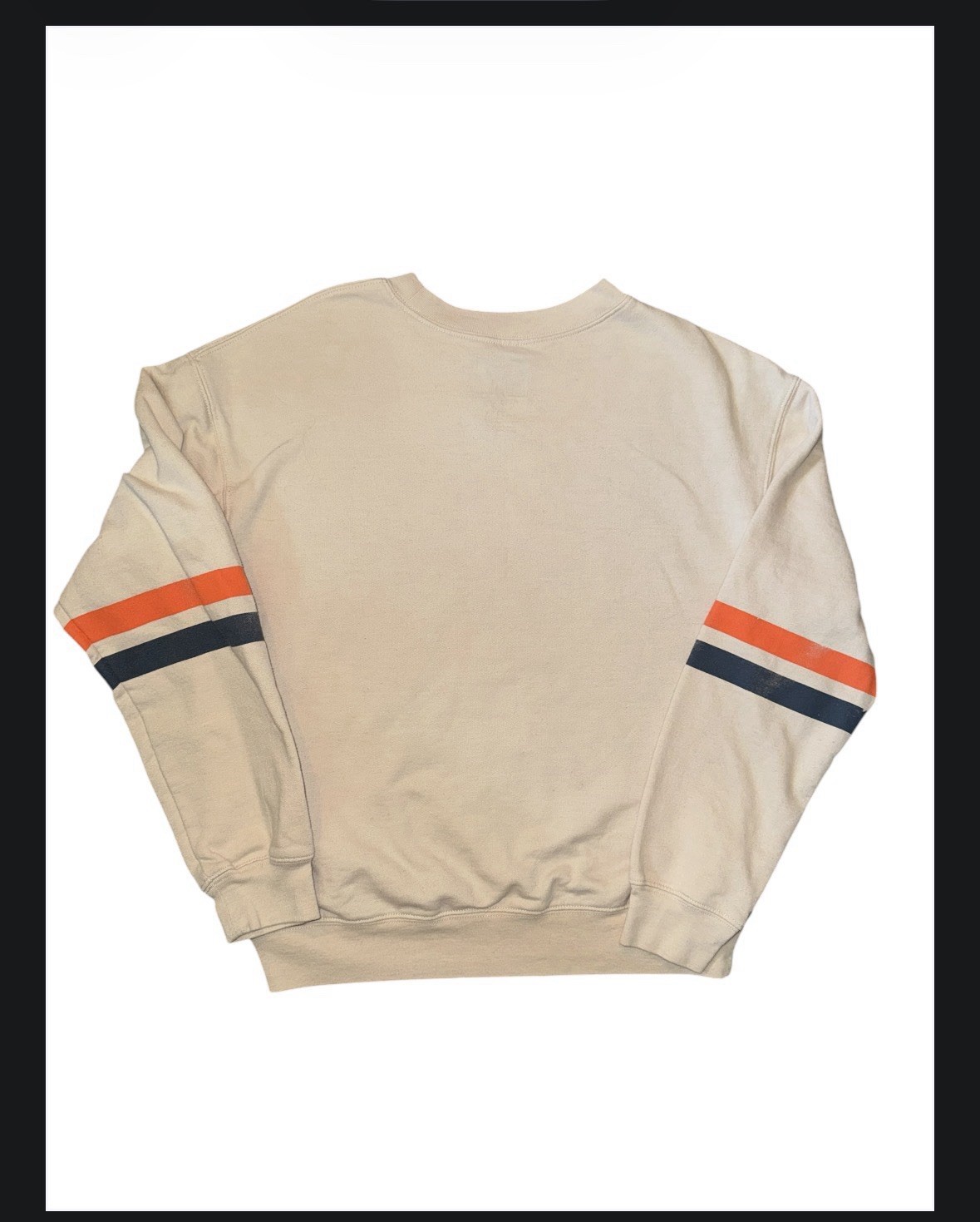 MTV 1981 Argyle Sweatshirt Double Striped Sleeves Beige Women’s Small