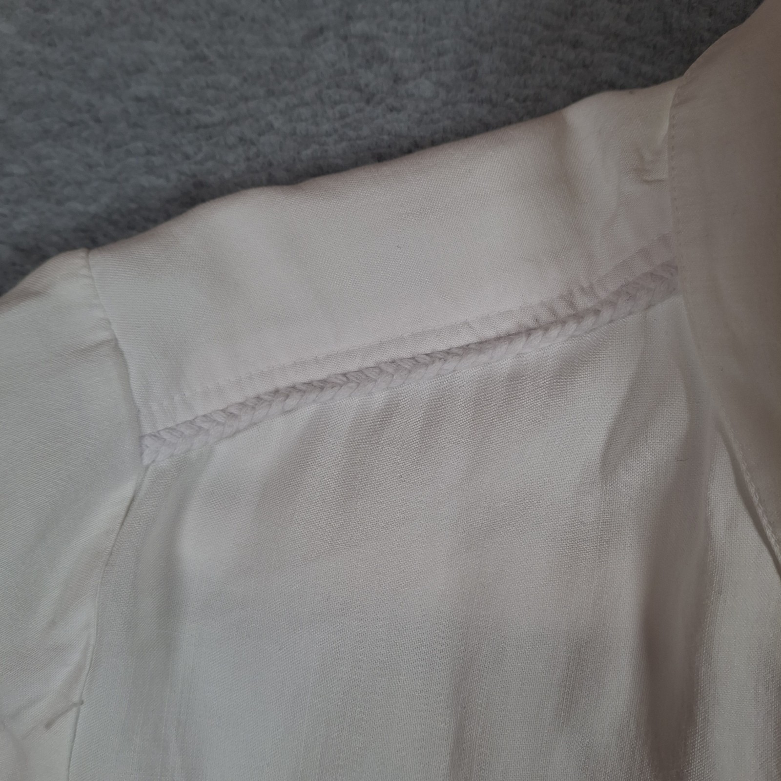 Cloth & Stone Anthropologie Hidden Button Up Blouse XL White Braid Trim Lyocell
