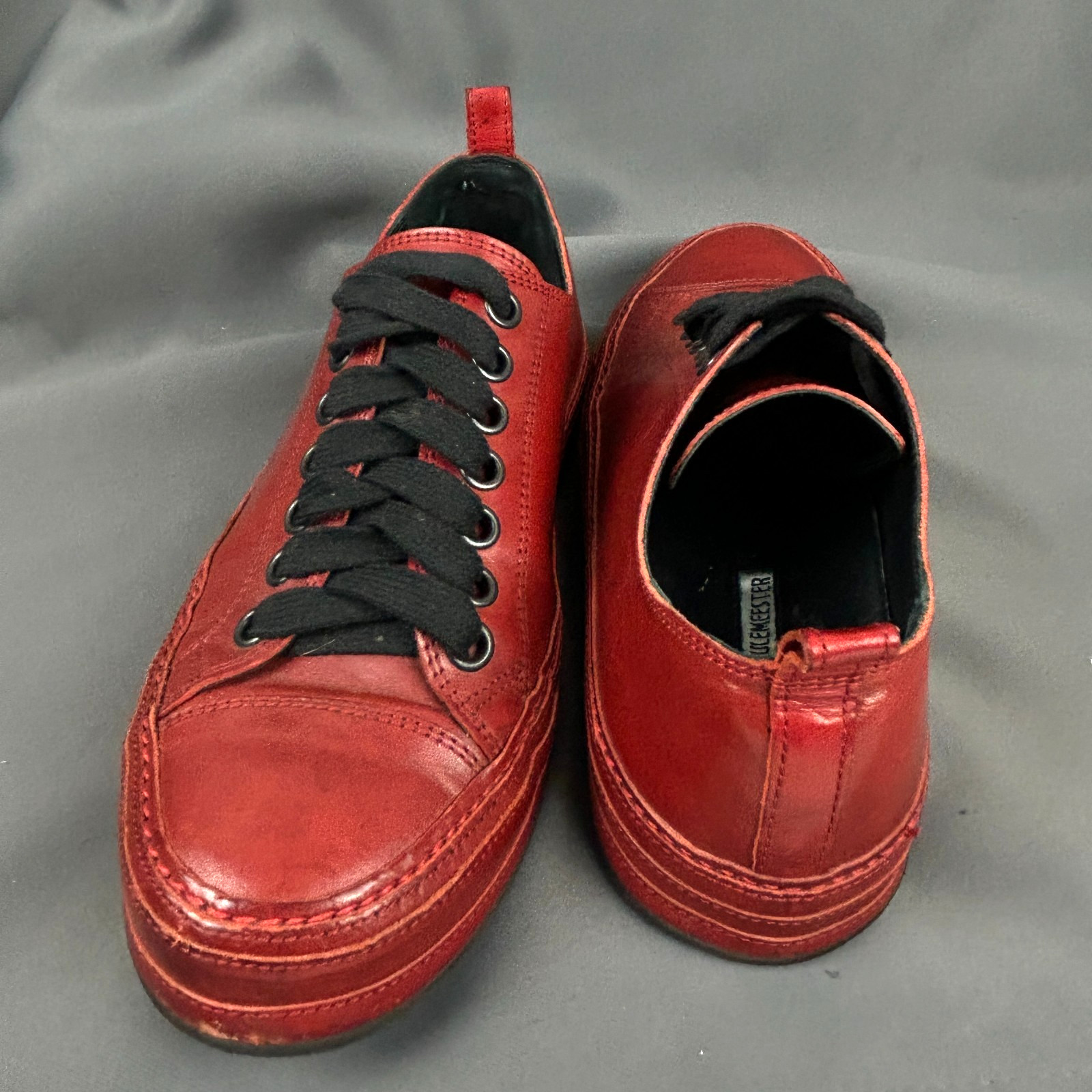 Ann Demeulemeester Red Leather Low Top Sneakers Shoes Size EU 38.5 US 8.5
