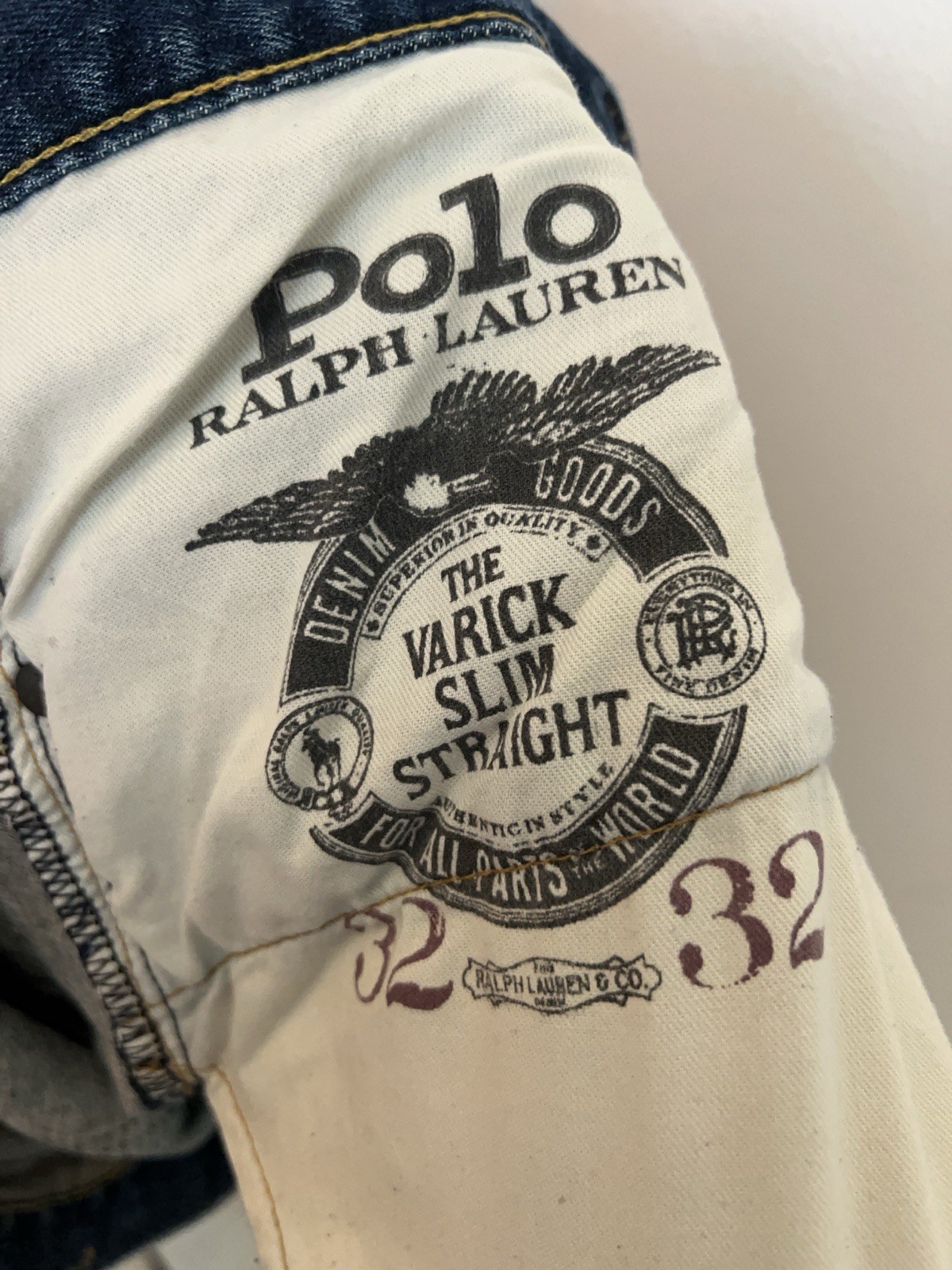 Polo Ralph Lauren Men’s Varick Slim Straight Blue Medium Wash Denim Jeans 32