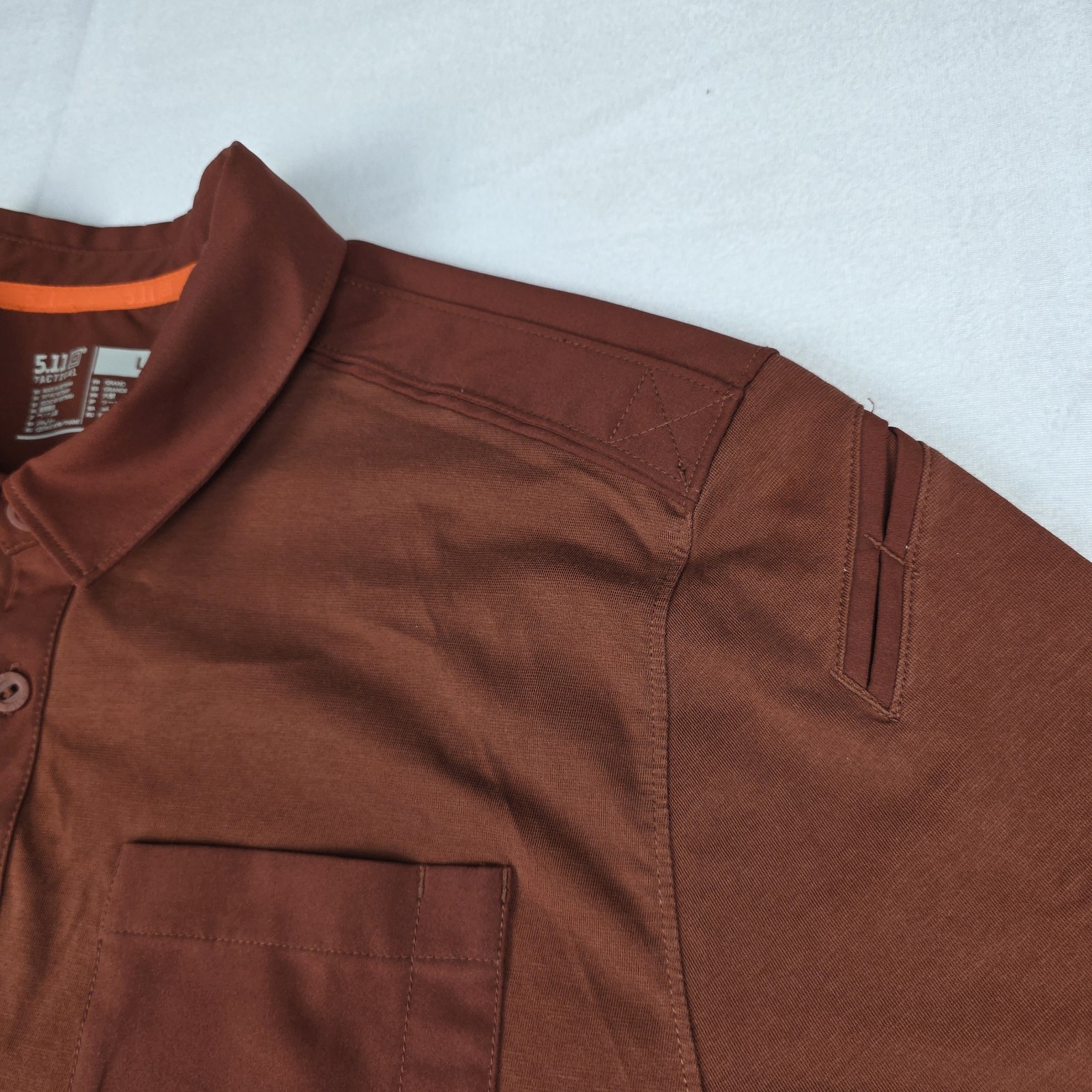 5.11 Tactical Mens Large Axis Short Sleeve Polo Shirt Golf Red Pocket Stretch
