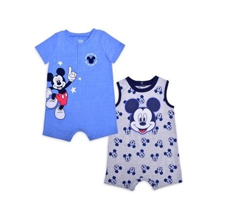 Disney Baby Mickey Mouse 2 Pc Romper Set Blue 24 Months Short Sleeve NWT