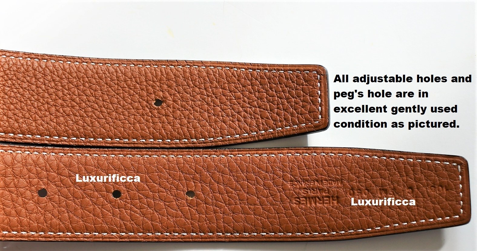 3 DAYS SALES AUTH. MEN HERMES 3D 32MM/105CM Men LEATHER Belt Silver Buckle