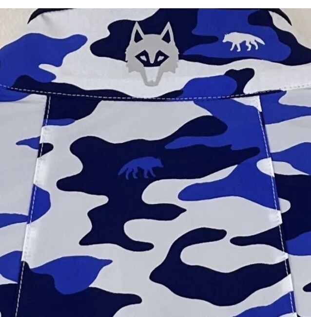 Greyson Trailwolf Golf Jacket Large Cobalt Blue Camo Full Zip Windbreaker Shell
