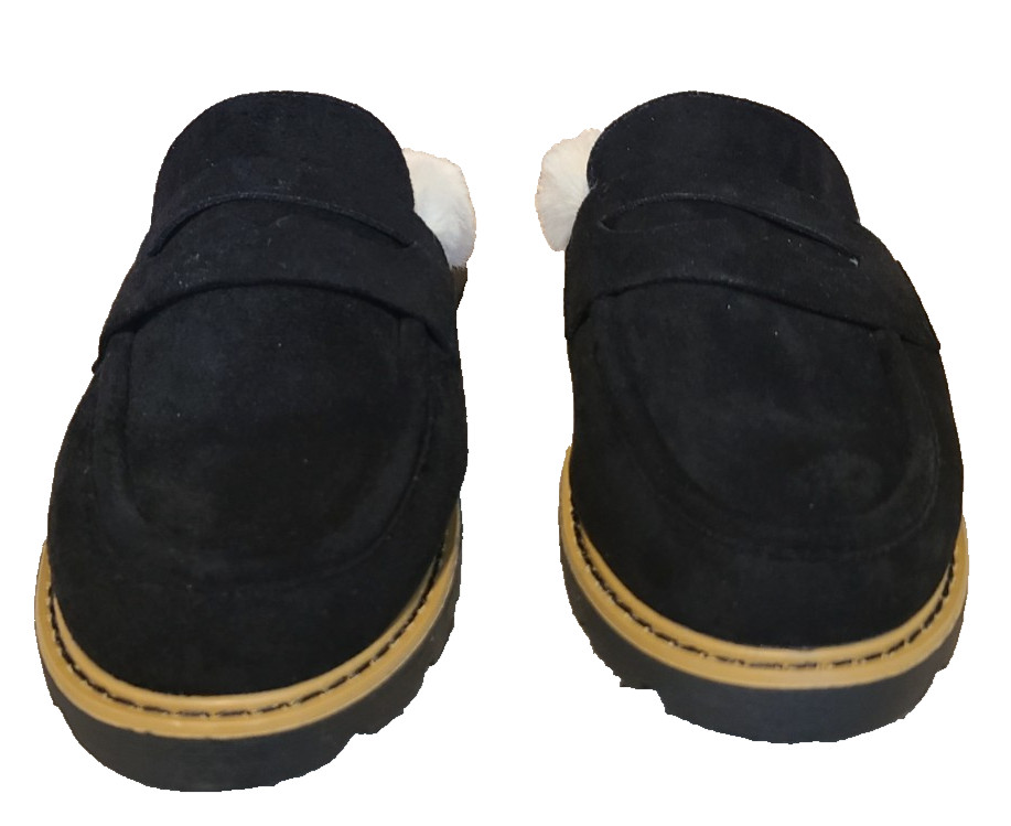 TARYN ROSE Womens Lined Mules Shoes SIZE 7.5 Black Suede Man Made Materials