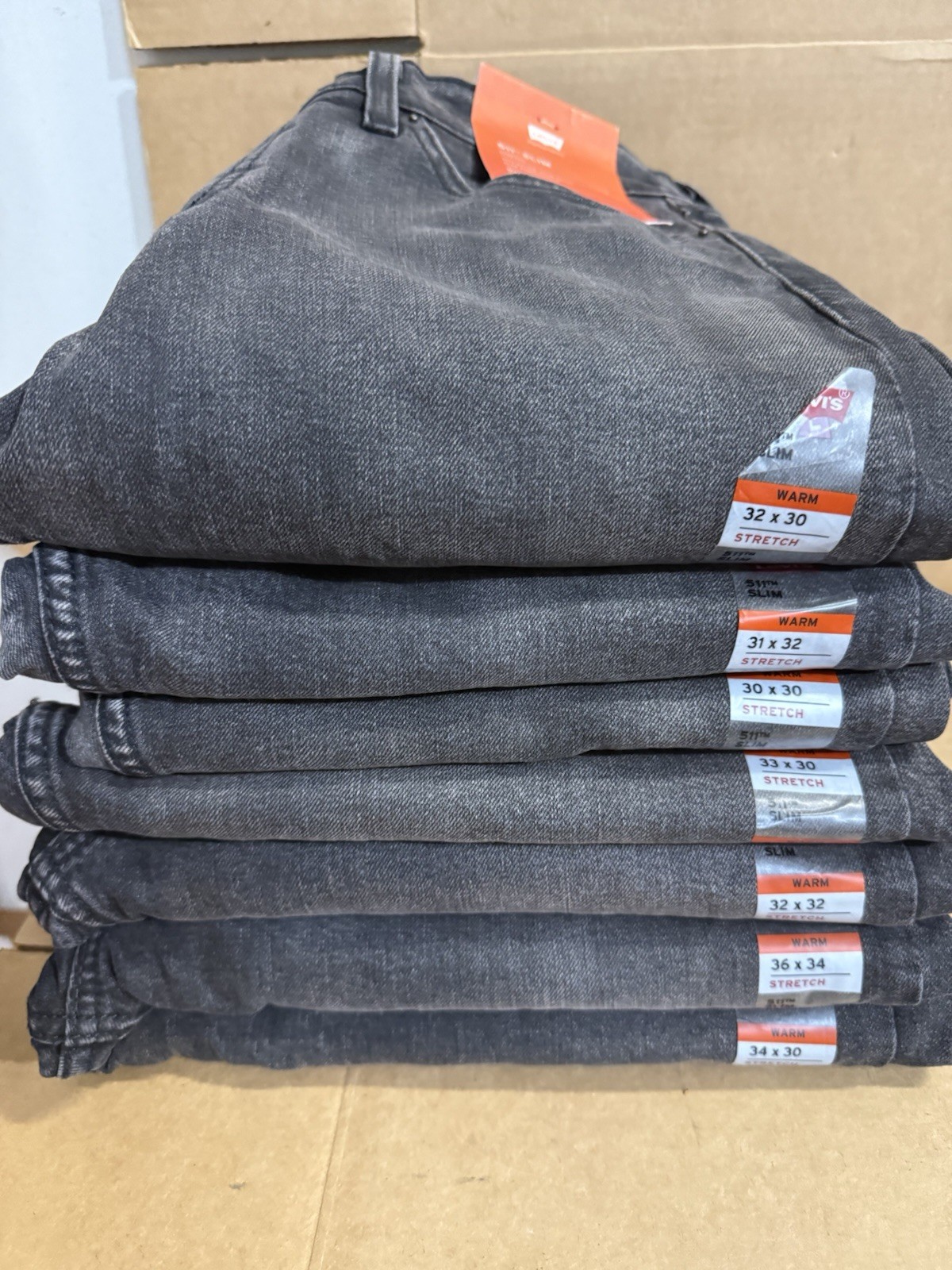 Wholesale Lot 7 Pairs Levi’s 511 Slim Stretch Warm Tech 30 31 32 33 34 36