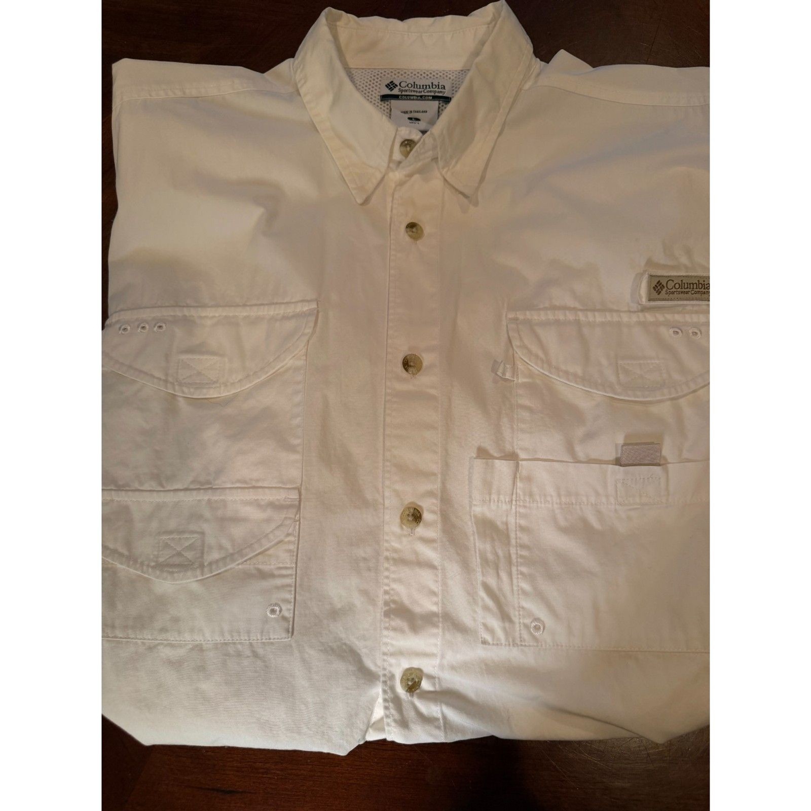 Columbia PFG Men’s White Short Sleeve Fishing Shirt | Omni-Shade | Large
