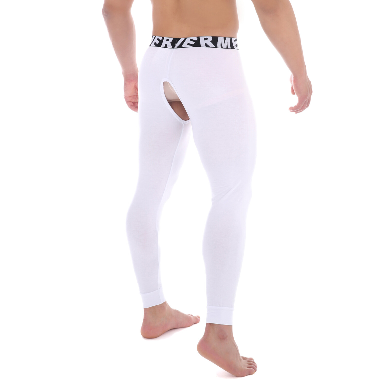 Men Long Johns Thermal Underwear Leggings Open Crotch Pants Pajamas Modal