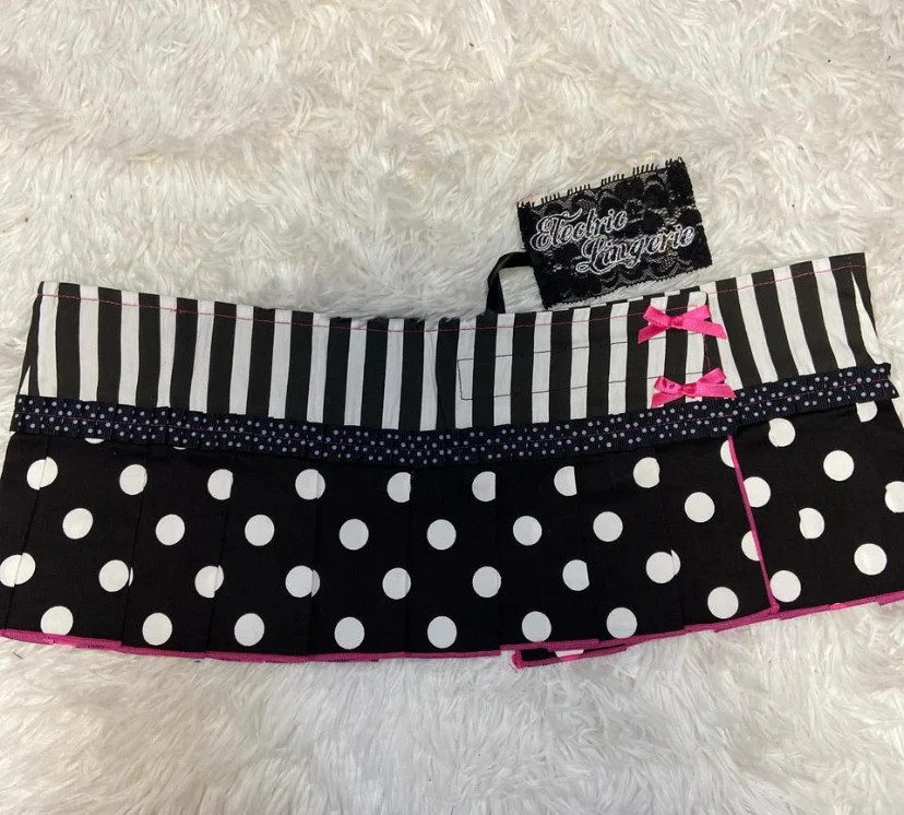 Polka Dot Micro Mini Skirt- Pink/Black