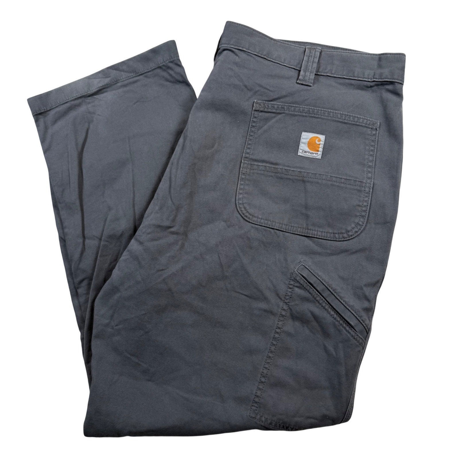 Carhartt Canvas Work Pants Mens 42×32 Gray Rugged Flex Relaxed Fit 102291 039