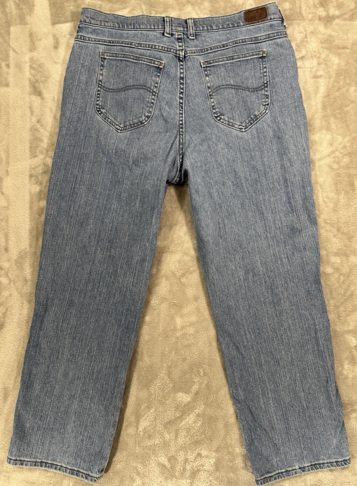 Lee Womens Jeans 16 Short Relaxed Straight Leg High Rise Stretch Light Wash