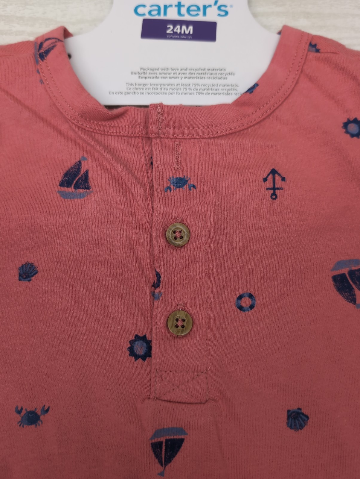 NWT Carter’s Baby Boy Red/Sailing Romper 24M BR0