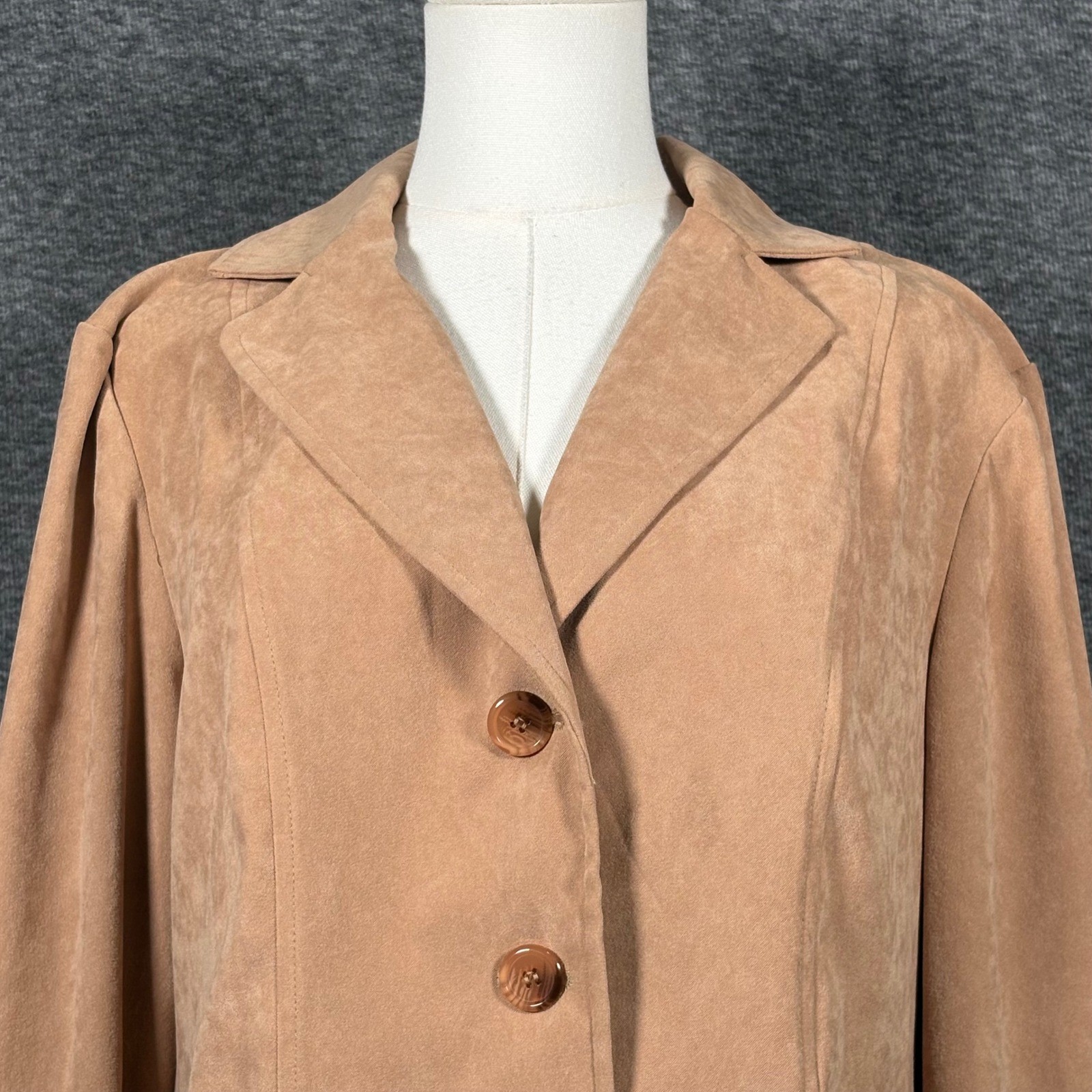 Harve Benard Faux Suede Light Brown Tan Blazer Jacket Womens Small