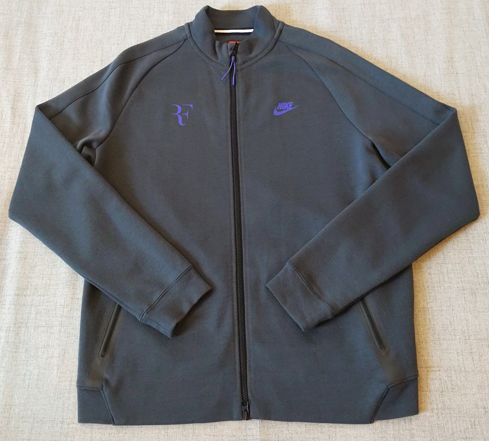 Nike Roger Federer RF Premier Tech Fleece Jacket Mens Gray L 2015 French Open
