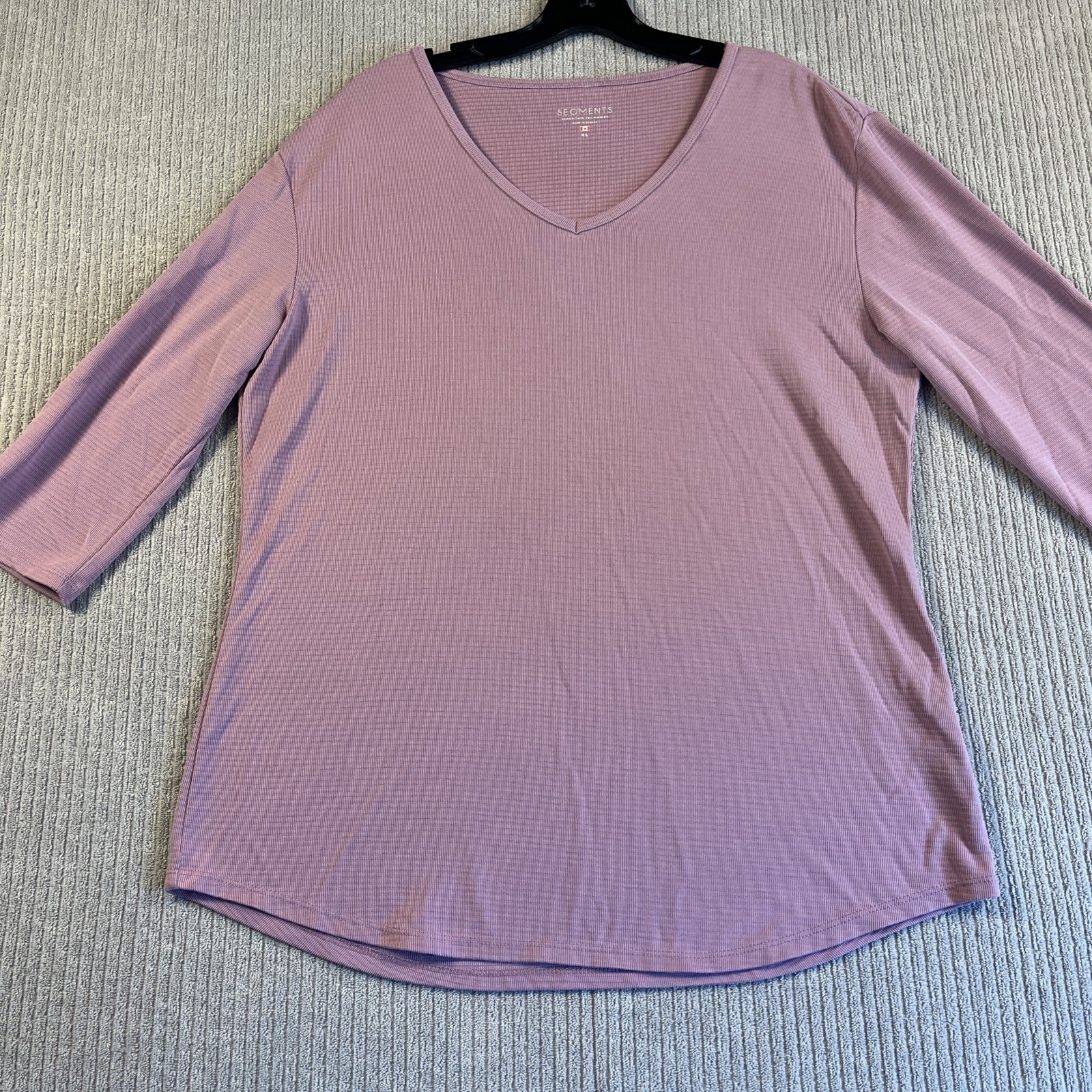 Seg’ments Top Women’s XL Pink Tencel Modal 3/4 Sleeve V Neck Pullover Basic