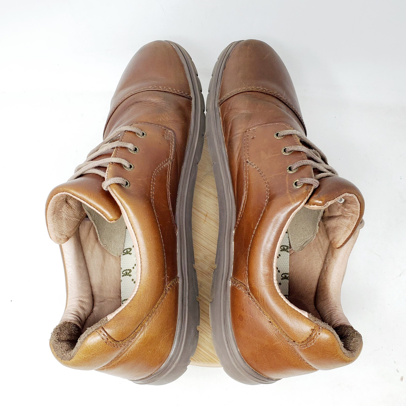 Lems Nine2Five Shoes Mens 45 Mocha Brown Leather Lace Up Low Oxford Sneaker