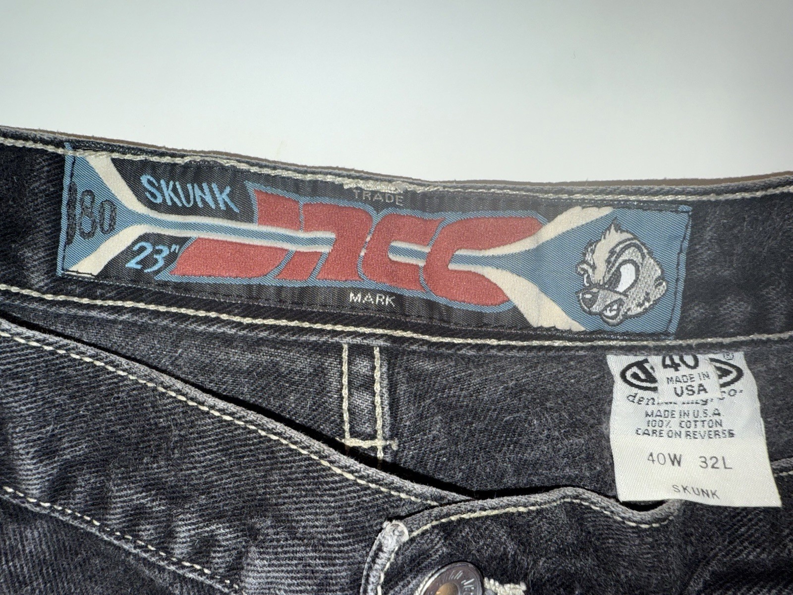 JNCO Skunk 40×32 Black Jeans Striped vintage 90s