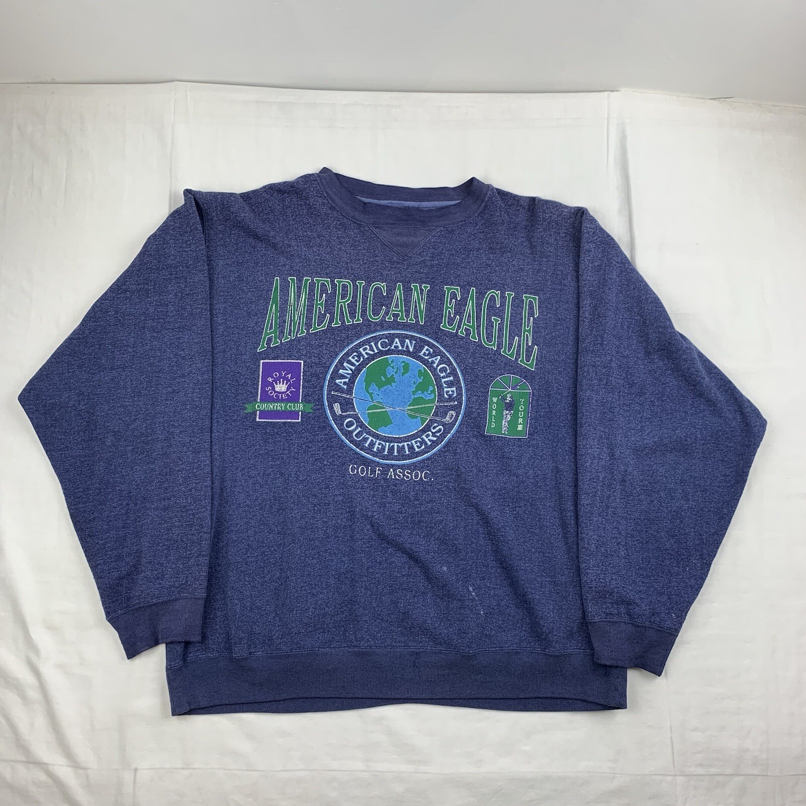 Vintage American Eagle Outfitters Sweatshirt Adult Medium Blue Golf Sports 90s