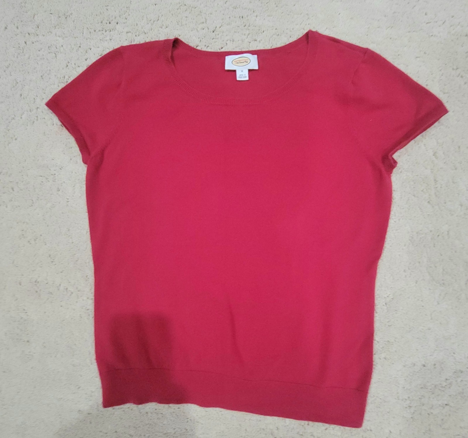 Talbots Red Cap Sleeve Pullover Cotton Blend Sweater Made In Hong Kong SZ M