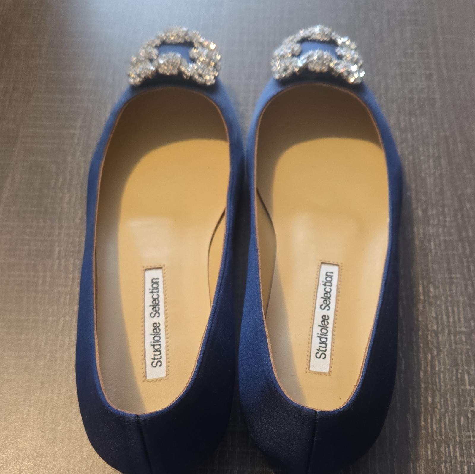 Studiblace Selection Womens Blue Pointed Toe Pump Rhinestone Buckle EU 37