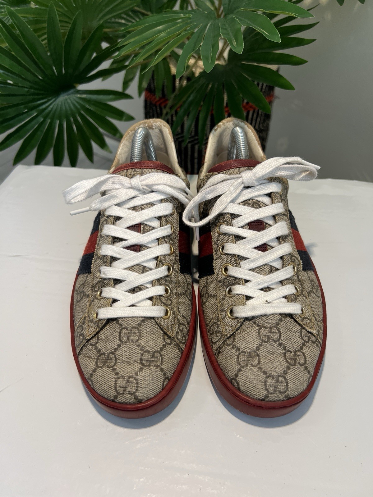 Gucci Ace GG Supreme Canvas Low Top Casual Sneaker Men’s Ebony 429445 U.S 7