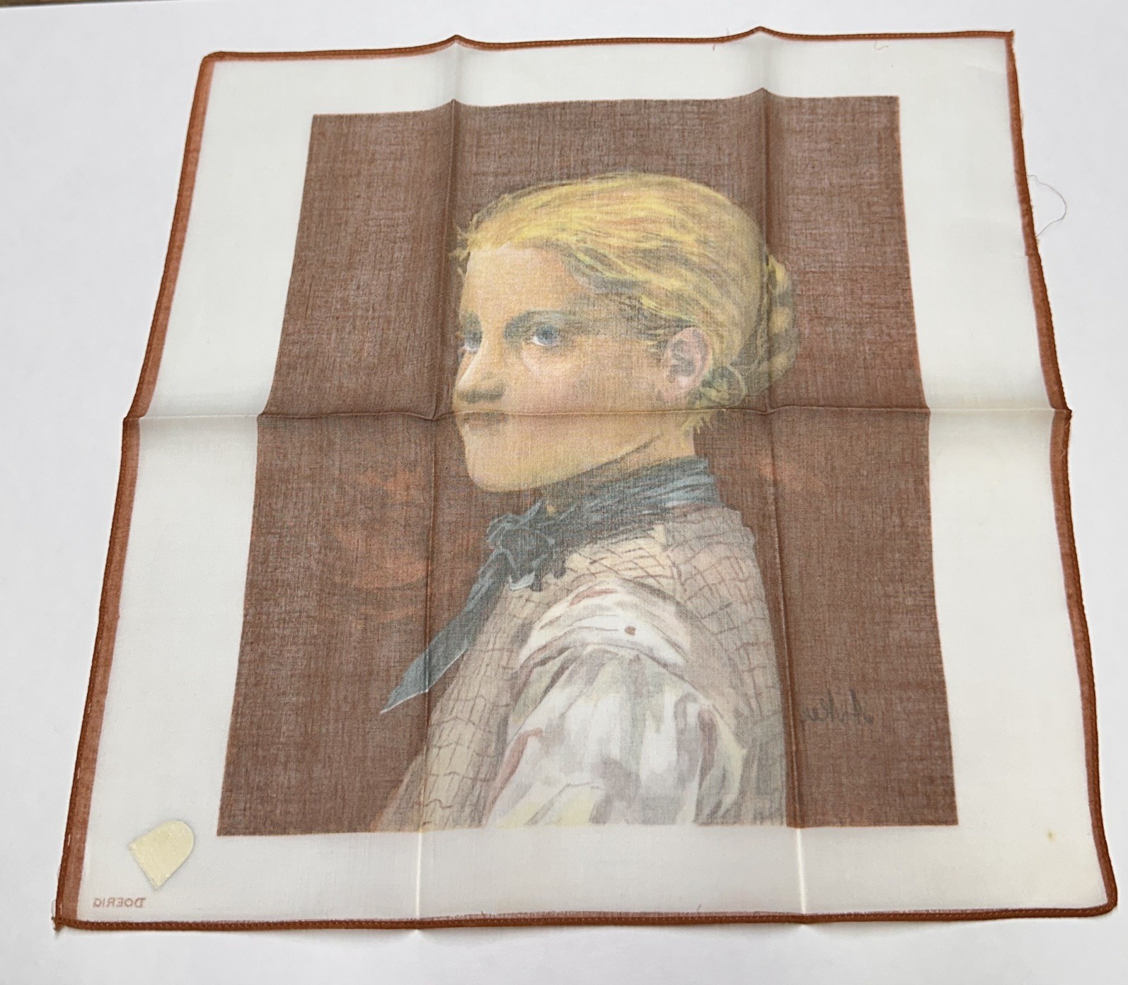 VINTAGE 100% COTTON HANDKERCHIEF MADE IN SWITZERLAND NWT ALBERT ANKER PORTRAIT
