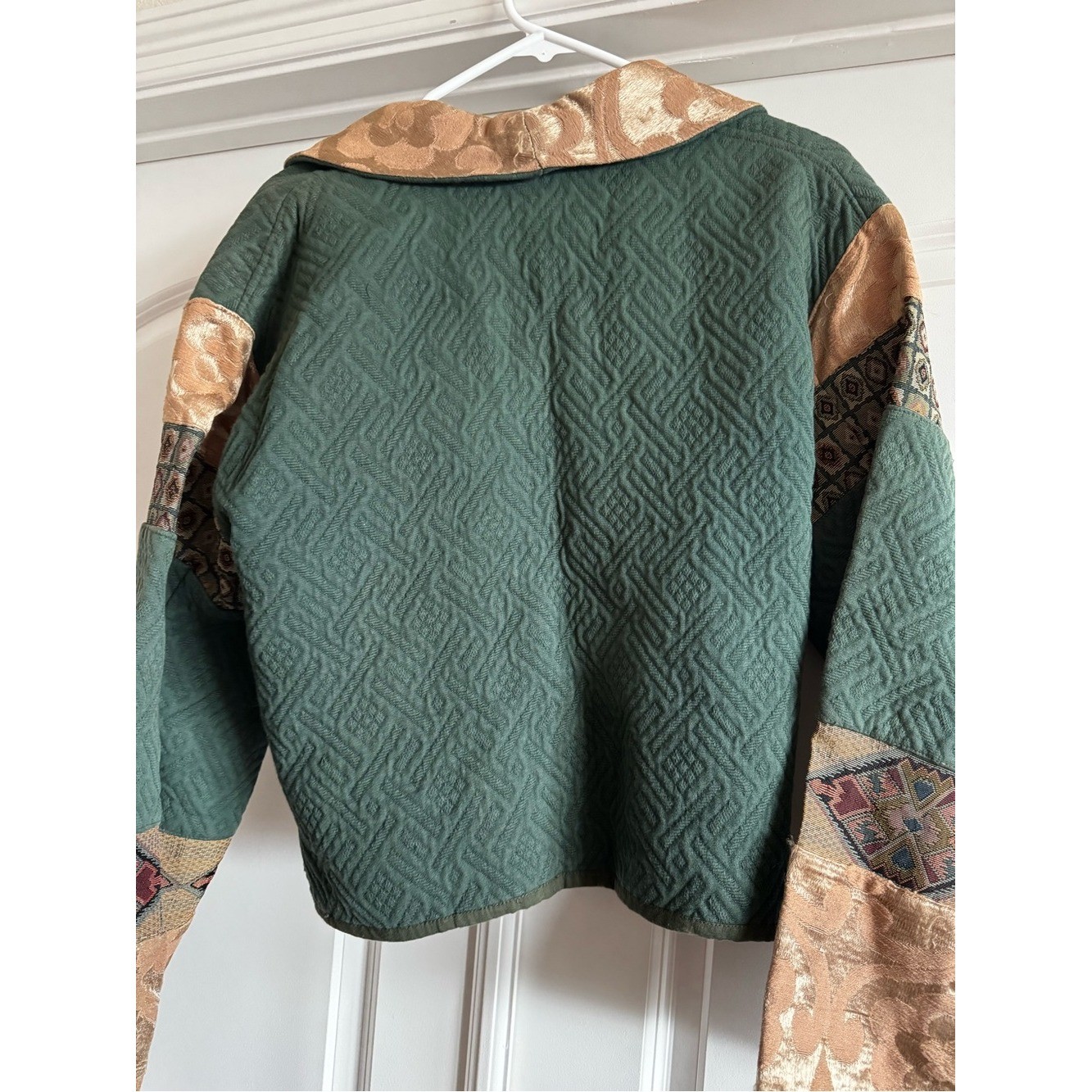 Vintage 90s Flashback Cropped Tapestry Jacket M Southwestern Kilim BOHO blazer