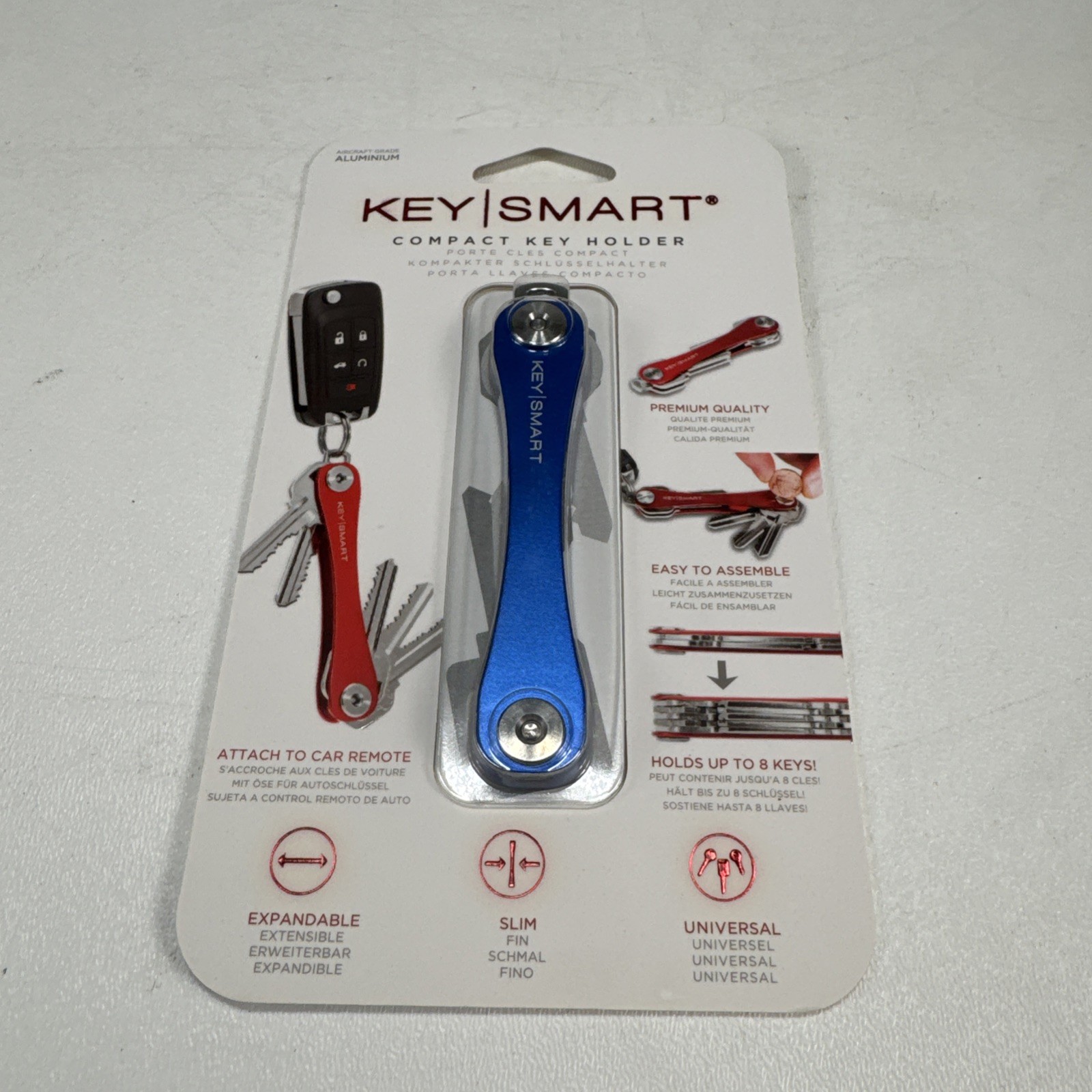 KeySmart Compact Key Holder Blue Aluminum Organizer Holds 8 Keys New Sealed