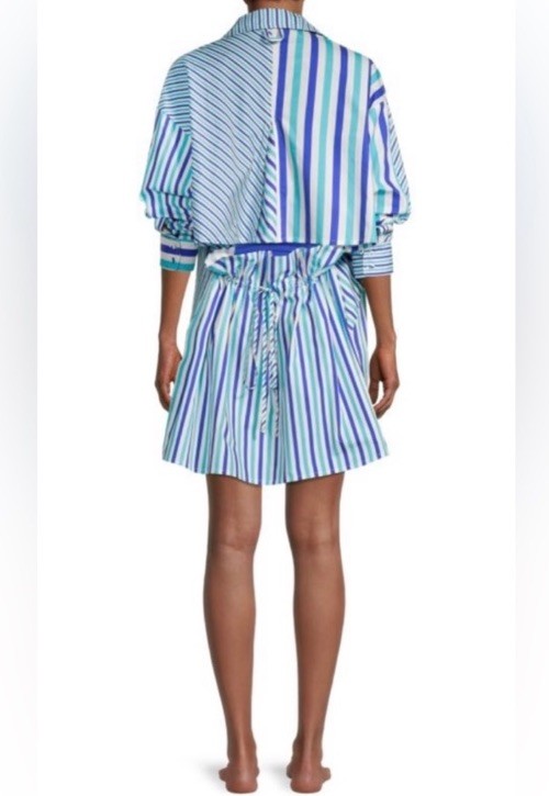 Solid & Striped The Emerson Poplin Shirt Dress in Mixed Stripe Cerulean Size M