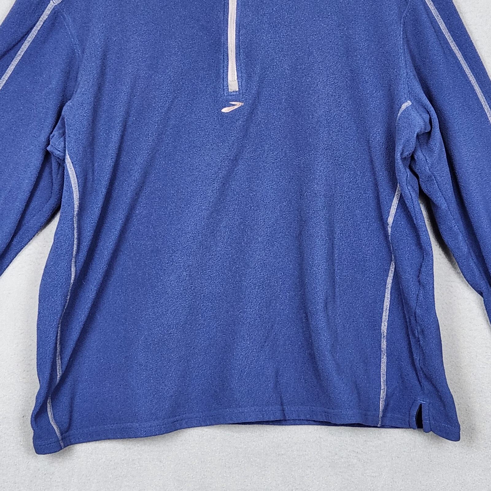 BROOKS RUNNING Fleece Jacket Womens Large Blue 1/2 Zip Lightweight Pullover