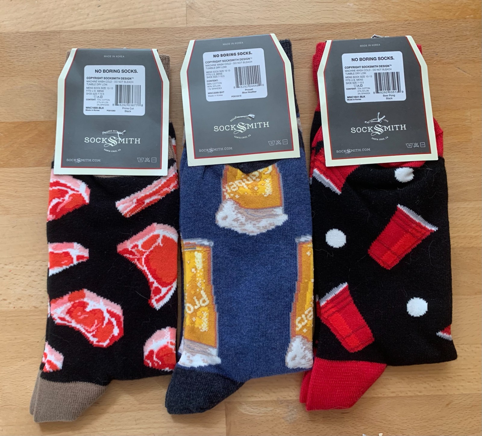Fun Steak and Beer Socks for Men-3 Pairs of Novelty Socks for Men