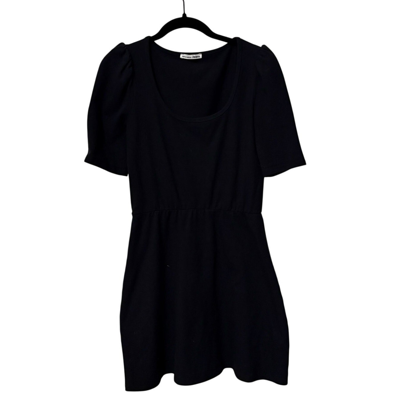 Reformation Black Puff Sleeve Mini Dress Size Medium