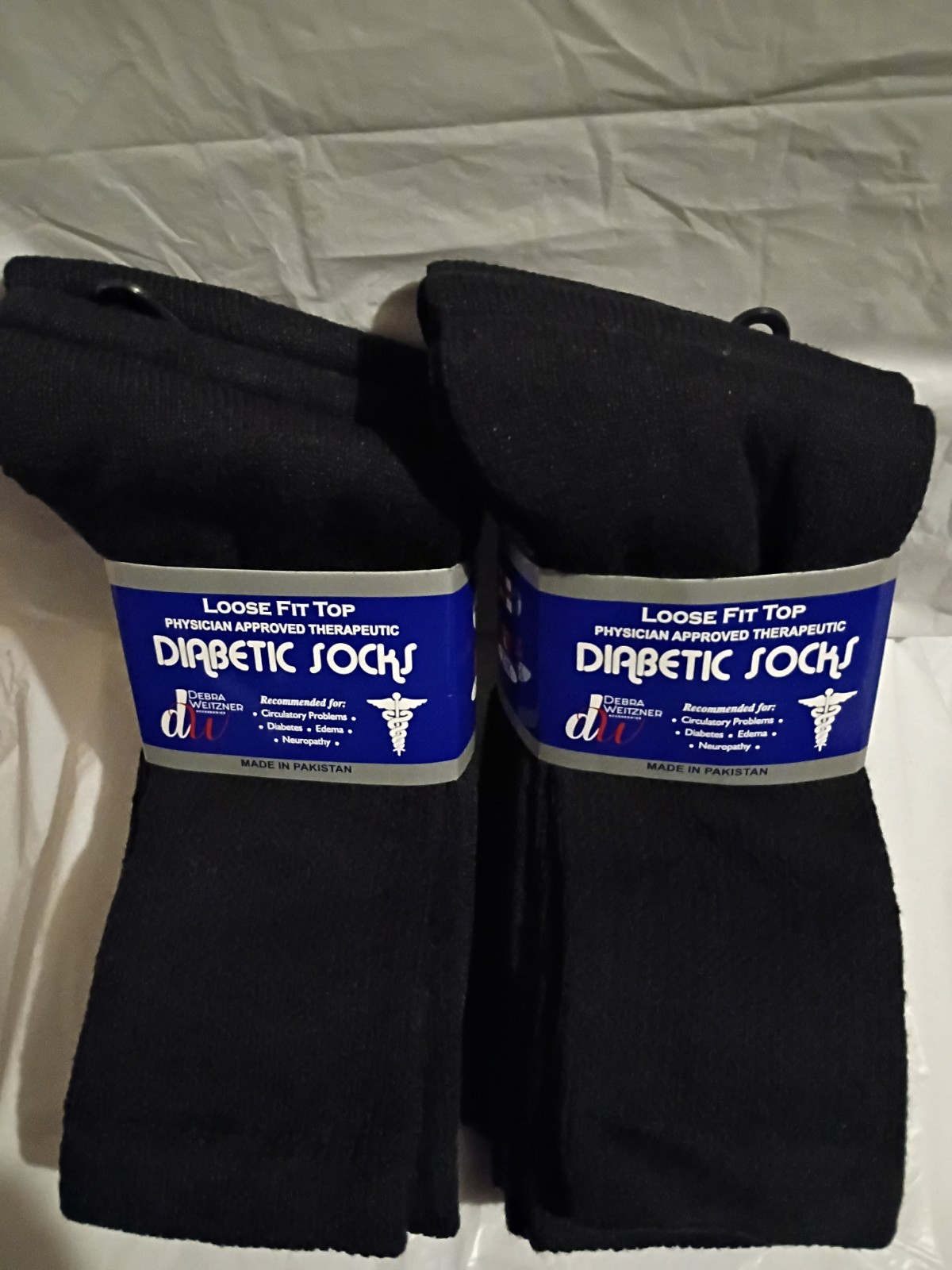 Debra Weitzner Diabetic Socks Loose Fit Top Black Men’s Physician Approved