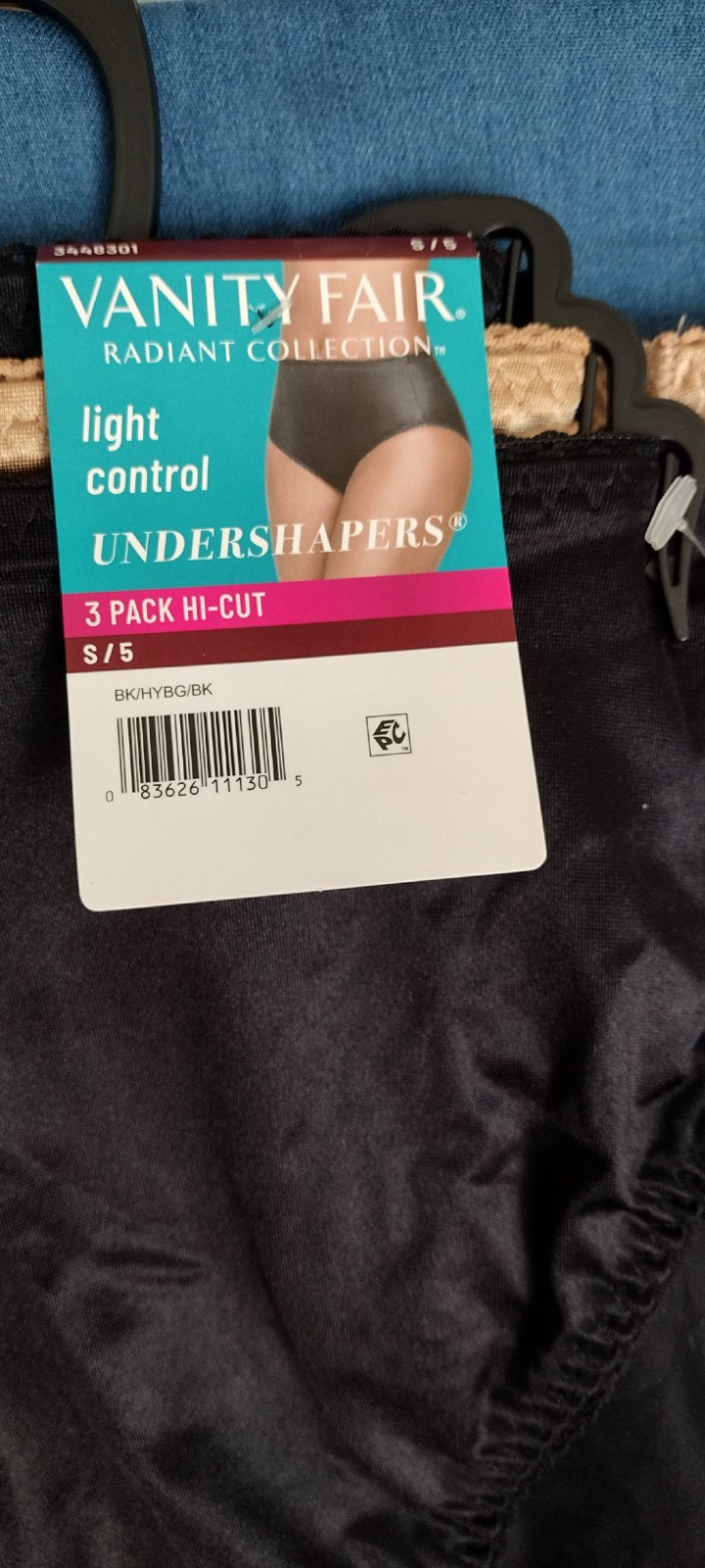 VANITY FAIR Women 3-Pair Undershapers Hi Cut Underwear Panties Nylon Size 5/S.