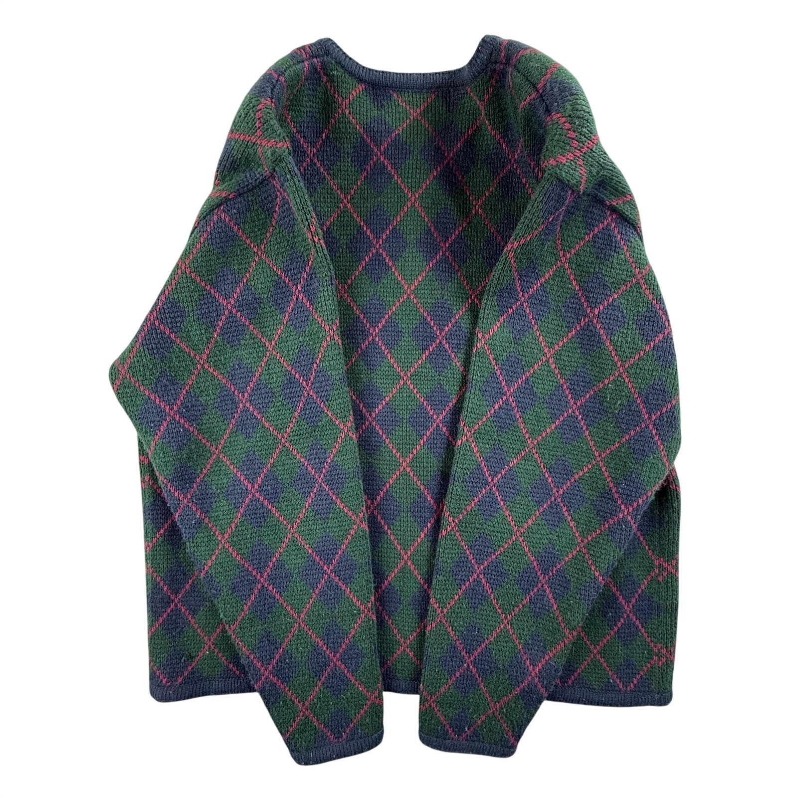 Vintage Crystal Kobe Cardigan Sweater Womens Medium Argyle Pockets Preppy 90s
