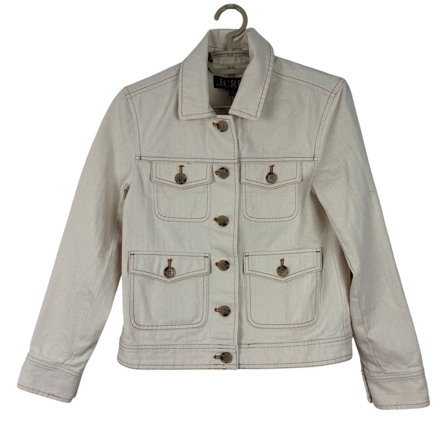 J. Crew Lightweight canvas chore jacket XXS Ecru Herringbone NEW CC262 utility
