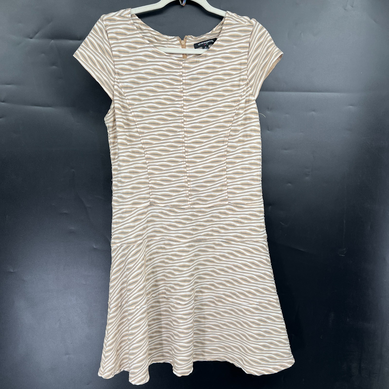 Sharagano preppy wear to work textured fit & flare dress mod retro corporate 14
