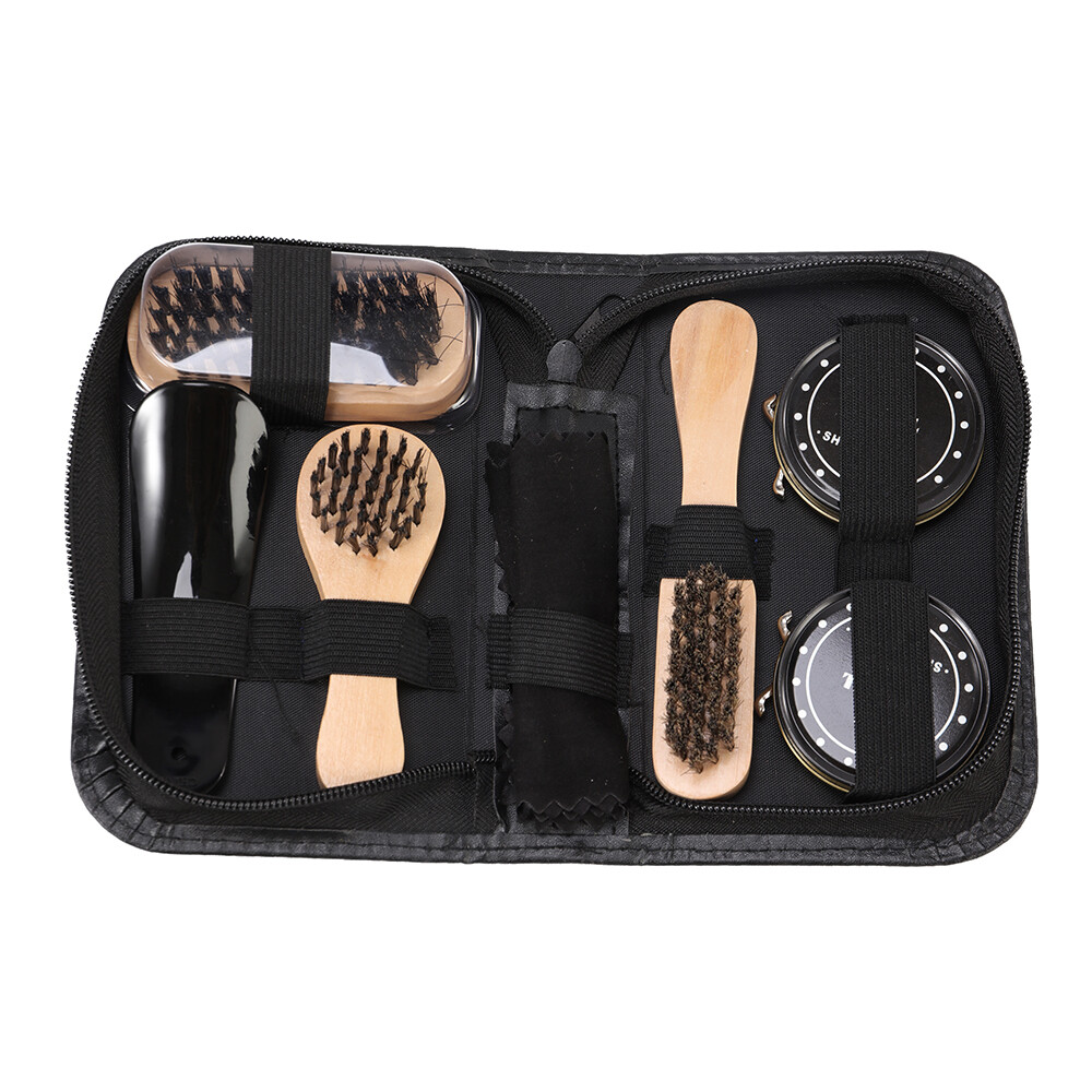 Leather Boots Shoe Care Kit 3 Brushes Cleaner Polish Shine For Footwear